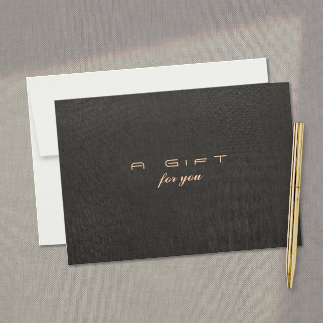 Certifikat för enkel Elegant Faux Linen Gift (black linen image background gift certificate)