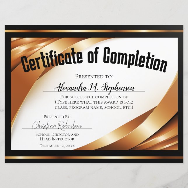 Certifikat för färdigställande av Guld Black Roset (Framsida)