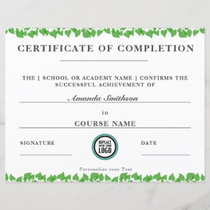 Certifikat för färdigställande av modern Elegant-b
