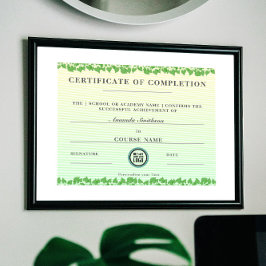 Certifikat för färdigställande av modern Elegant-b