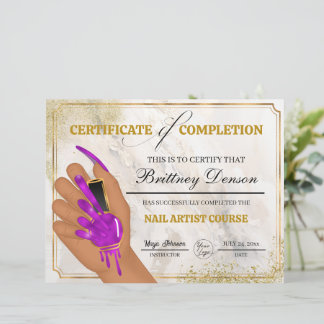 Certifikat för färdigställande - Nail Technician
