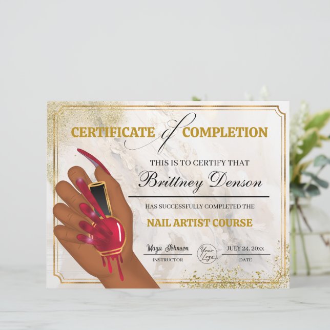 Certifikat för färdigställande - Nail Technician (Stående Fram)