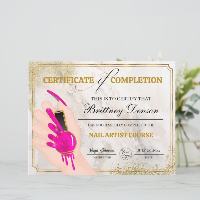 Certifikat för färdigställande - Nail Technician (Stående Fram)