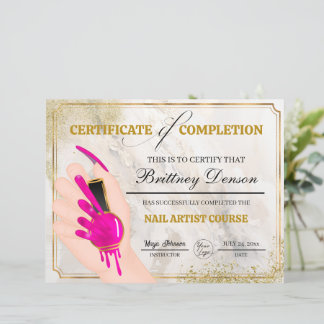 Certifikat för färdigställande - Nail Technician