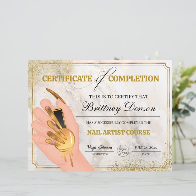 Certifikat för färdigställande - Nail Technician (Stående Fram)
