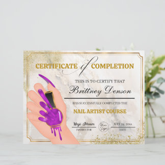 Certifikat för färdigställande - Nail Technician