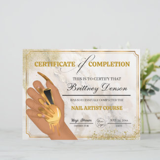 Certifikat för färdigställande - Nail Technician