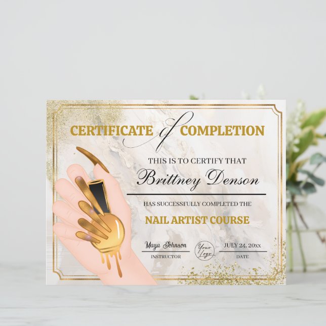 Certifikat för färdigställande - Nail Technician (Stående Fram)