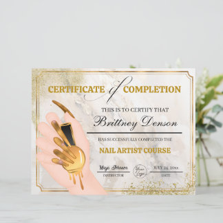 Certifikat för färdigställande - Nail Technician