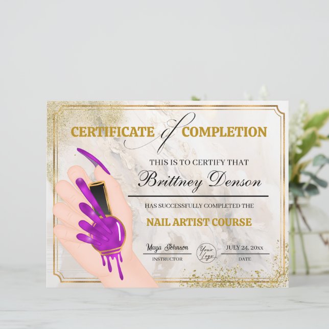 Certifikat för färdigställande - Nail Technician (Stående Fram)