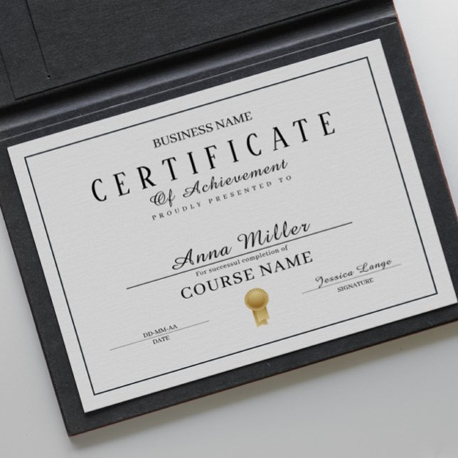 Certifikat för färdigställande, svart och vitt (Certificate Of Completion Awards Black And White)