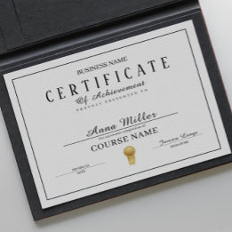 Certifikat för färdigställande, svart och vitt