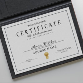 Certifikat för färdigställande, svart och vitt