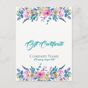 Certifikat för färgblommor Bouquet-gåva Vykort
