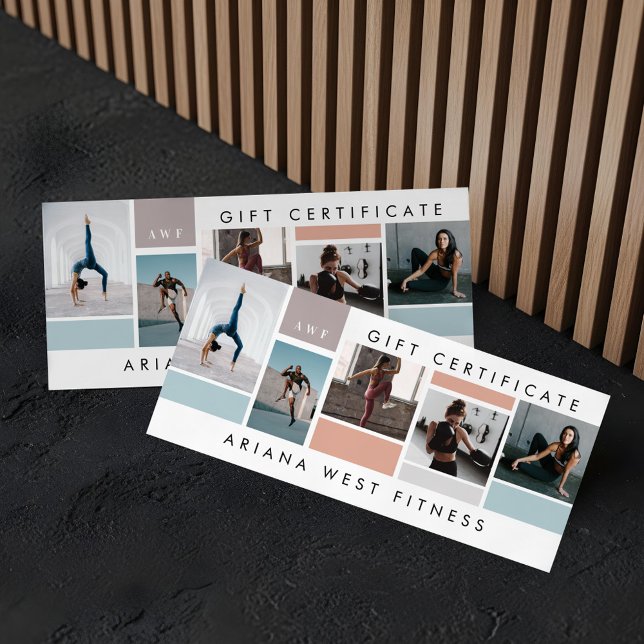 Certifikat för foto-kollage-gåva för Fitness (Fitness Brand Photo Collage Gift Certificate)