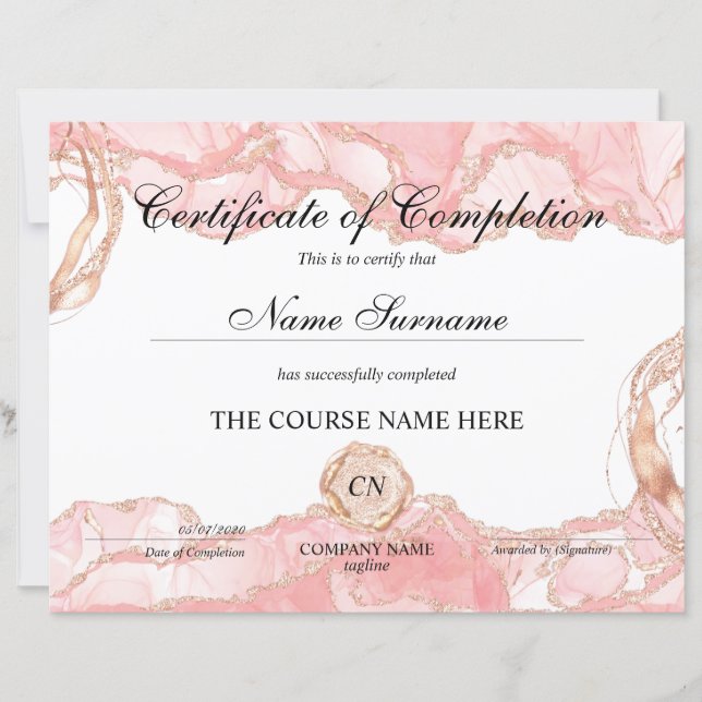 Certifikat för fullföljning av kursavslutning (Framsida)