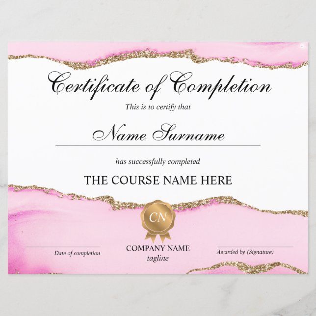 Certifikat för fullföljning av kursavslutning (Framsida)