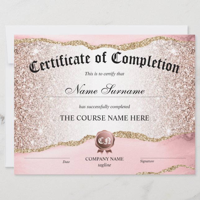 Certifikat för fullföljning av kursavslutning (Framsida)