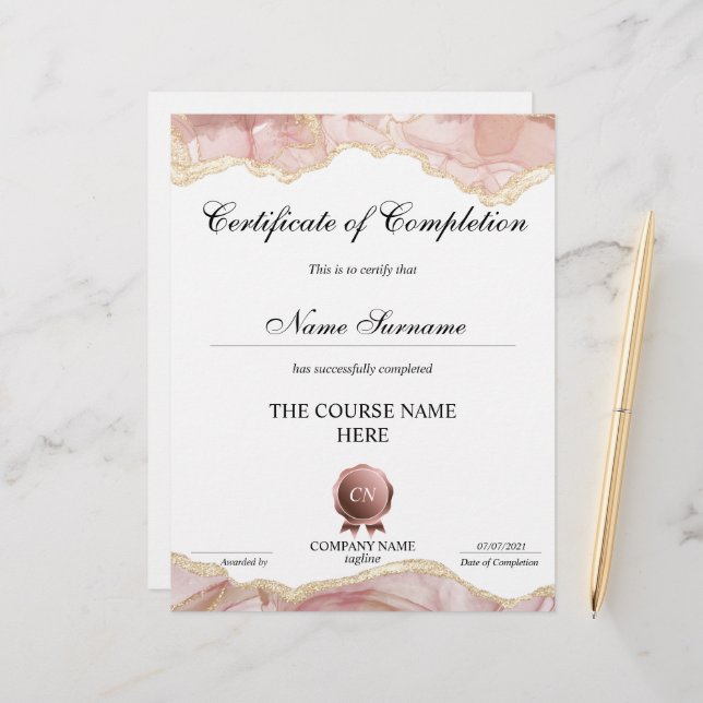 Certifikat för fullföljning av kursavslutning (Fram/Back In Situ)