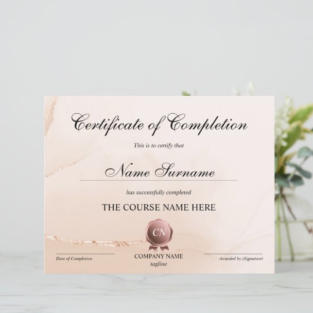 Certifikat för fullföljning av kursavslutning (Stående Fram)