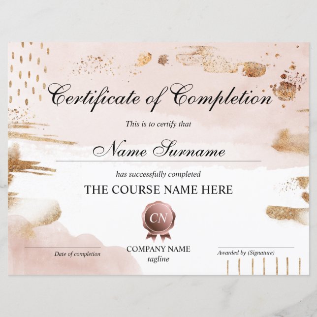 Certifikat för fullföljning av kursavslutning (Framsida)