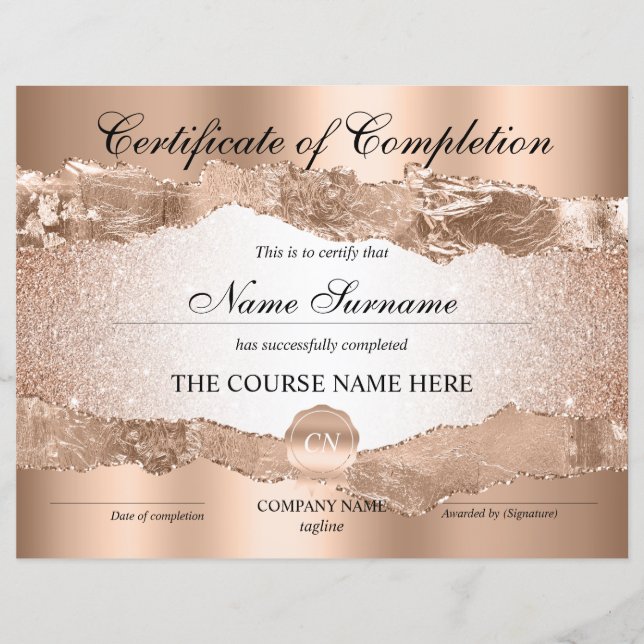 Certifikat för fullföljning av kursavslutning (Framsida)