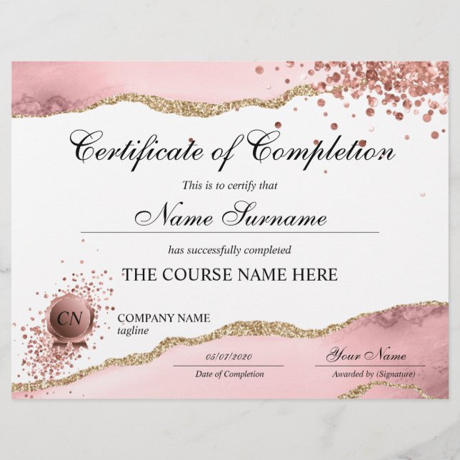 Certifikat för fullföljning av kursavslutning (Framsida)