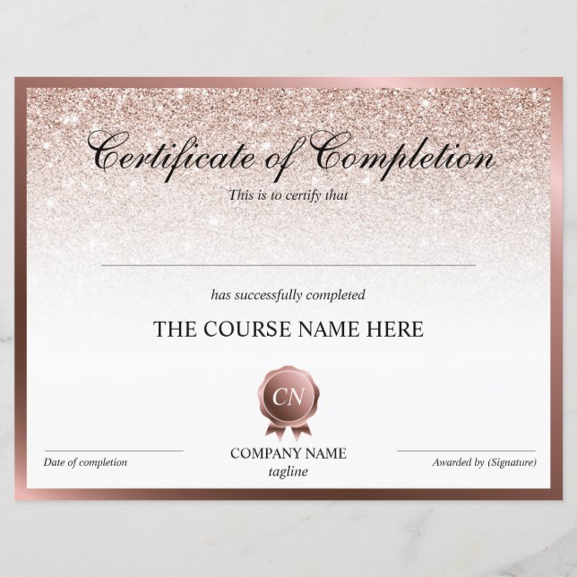 Certifikat för fullföljning av kursavslutning (Framsida)