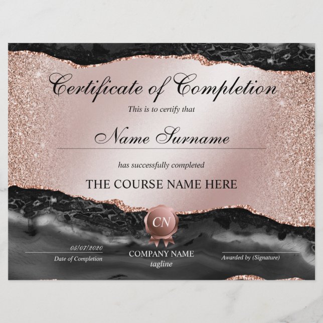 Certifikat för fullföljning av kursavslutning (Framsida)