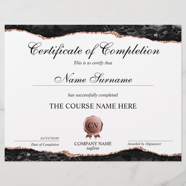 Certifikat för fullföljning av kursavslutning (Framsida)