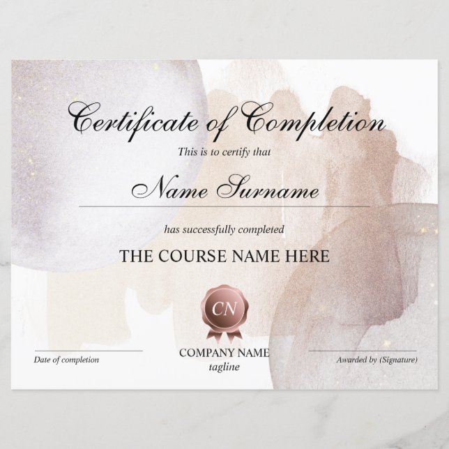 Certifikat för fullföljning av kursavslutning (Framsida)