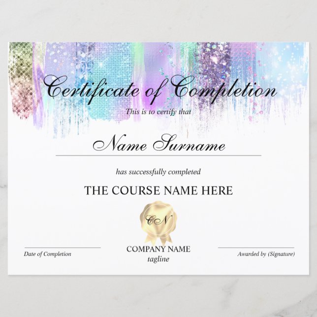 Certifikat för fullföljning av kursavslutning (Framsida)