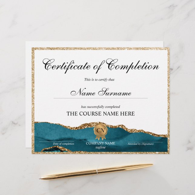 Certifikat för fullföljning av kursavslutning (Fram/Back In Situ)