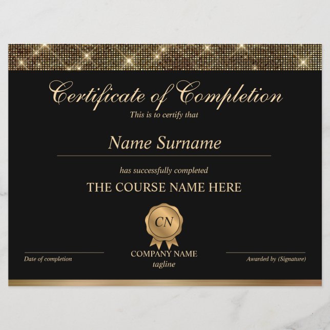 Certifikat för fullföljning av kursavslutning (Framsida)