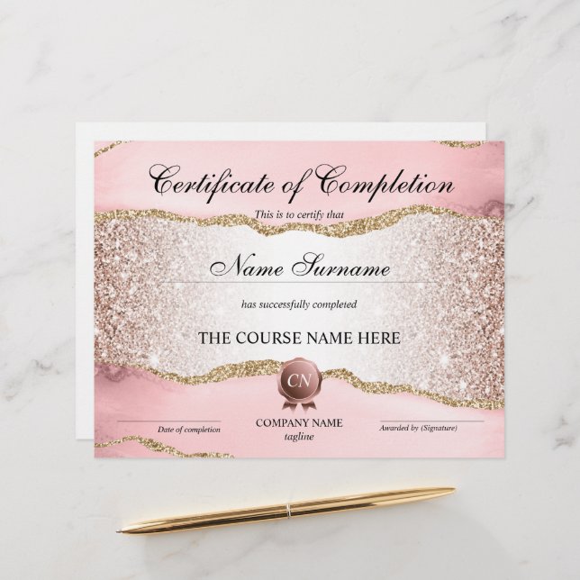 Certifikat för fullföljning av kursavslutning (Fram/Back In Situ)