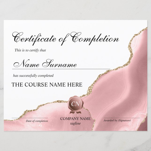 Certifikat för fullföljning av kursavslutning (Framsida)