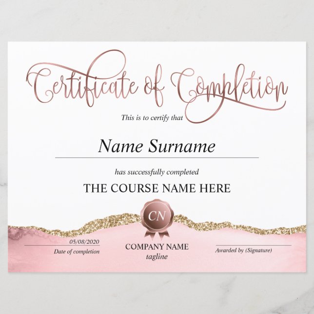 Certifikat för fullföljning av kursavslutning (Framsida)