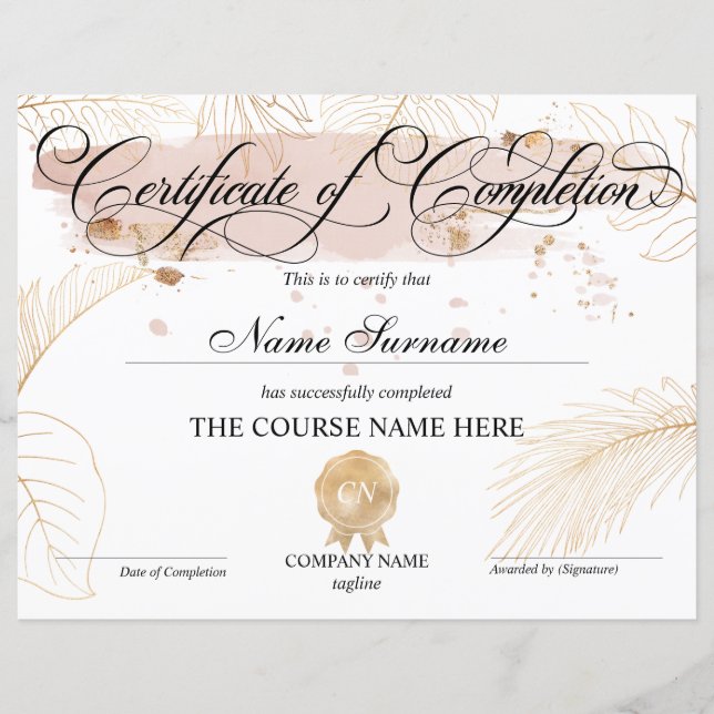 Certifikat för fullföljning av kursavslutning (Framsida)