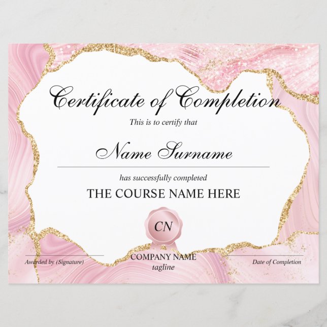 Certifikat för fullföljning av kursavslutning (Framsida)