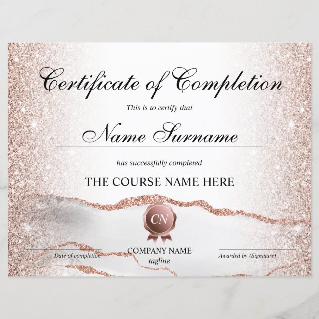 Certifikat för fullföljning av kursavslutning (Framsida)