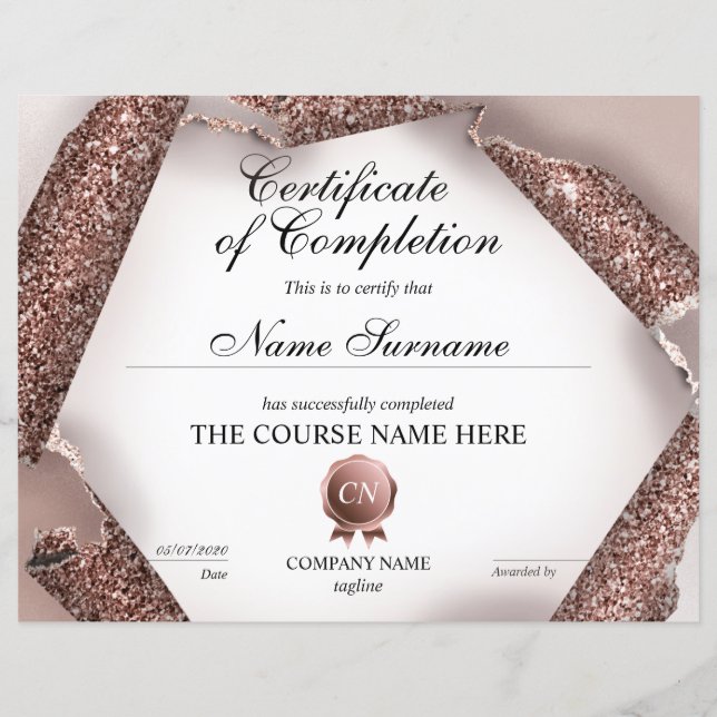 Certifikat för fullföljning av kursavslutning (Framsida)