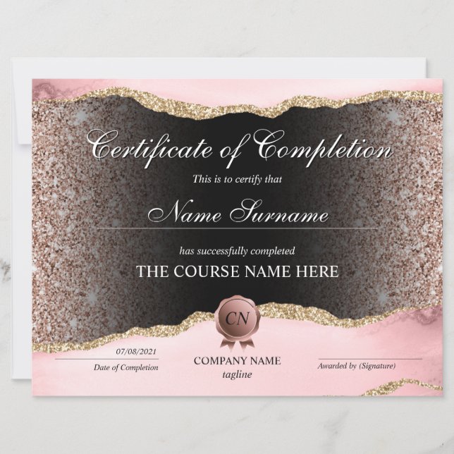 Certifikat för fullföljning av kursavslutning (Framsida)