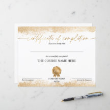 Certifikat för fullföljning av kursavslutning