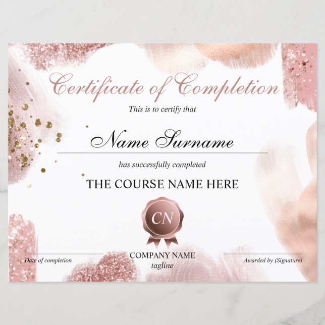 Certifikat för fullföljning av kursavslutning (Framsida)