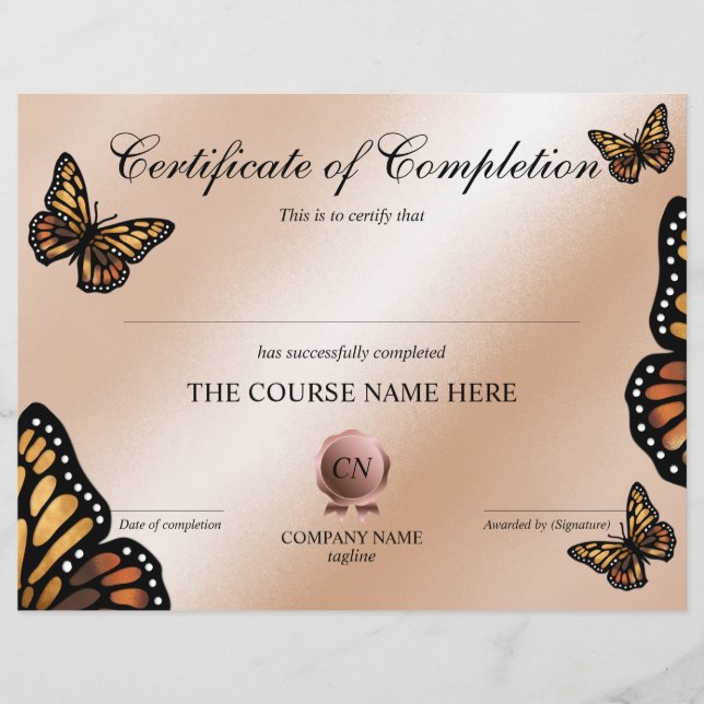 Certifikat för fullföljning av kursavslutning (Framsida)