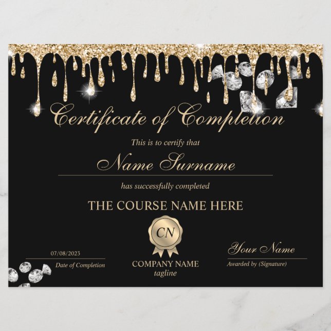 Certifikat för fullföljning av kursavslutning (Framsida)