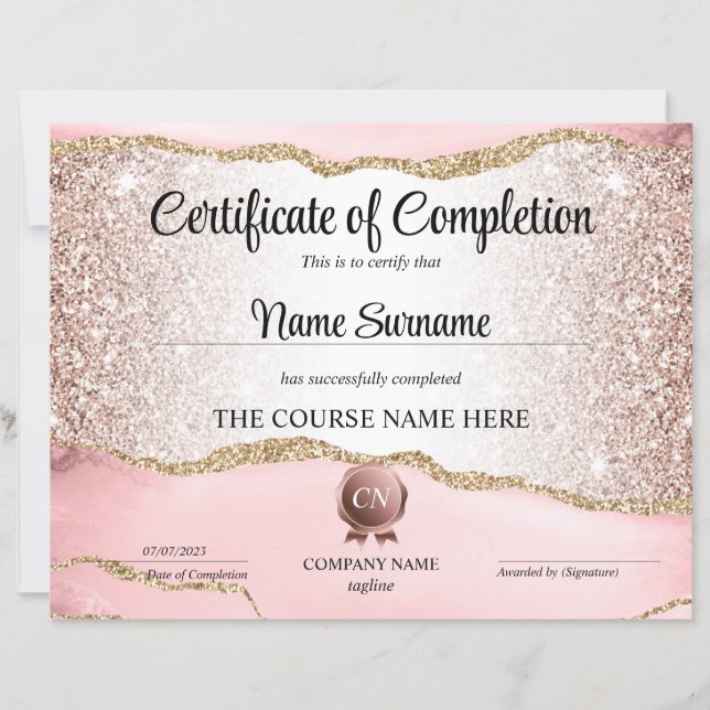 Certifikat för fullföljning av kursavslutning (Framsida)