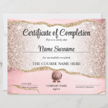 Certifikat för fullföljning av kursavslutning