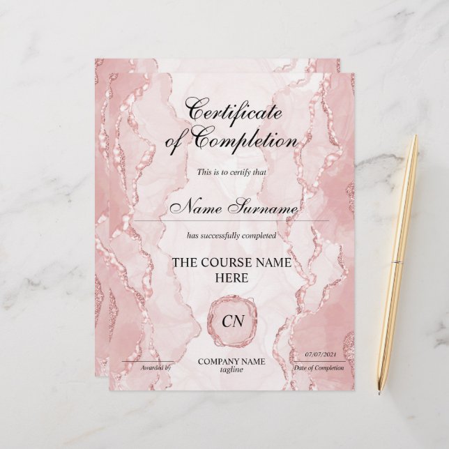 Certifikat för fullföljning av kursavslutning (Fram/Back In Situ)