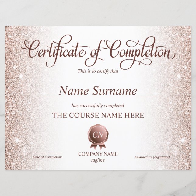 Certifikat för fullföljning av kursavslutning (Framsida)